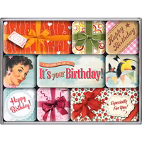 SET MAGNETER 9-pack Happy Birthday Nostalgic