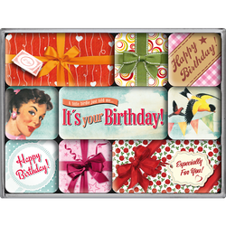 SET MAGNETER 9-pack Happy Birthday Nostalgic