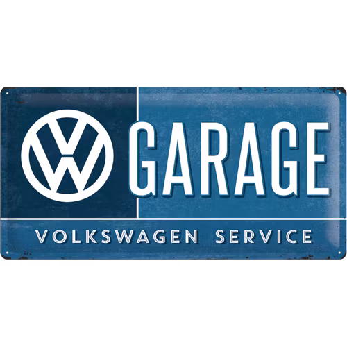 Stor GARAGE  SERVICE VOLKSWAGEN METALLSKYLT 25x50cm