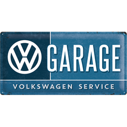Stor GARAGE  SERVICE VOLKSWAGEN METALLSKYLT 25x50cm