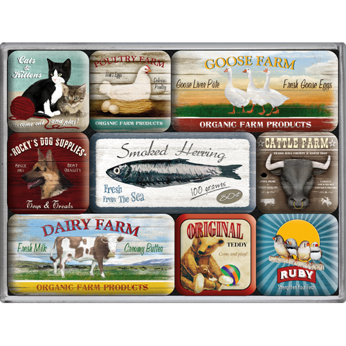 Rea! SET MAGNETER 9-pack DJUR HÖNS KO HUND FARM mm