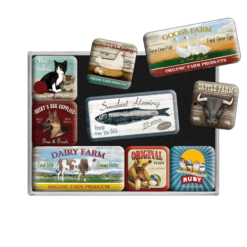 Rea! SET MAGNETER 9-pack DJUR HÖNS KO HUND FARM mm