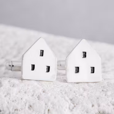 Gotlandshus, manschettknappar i silver