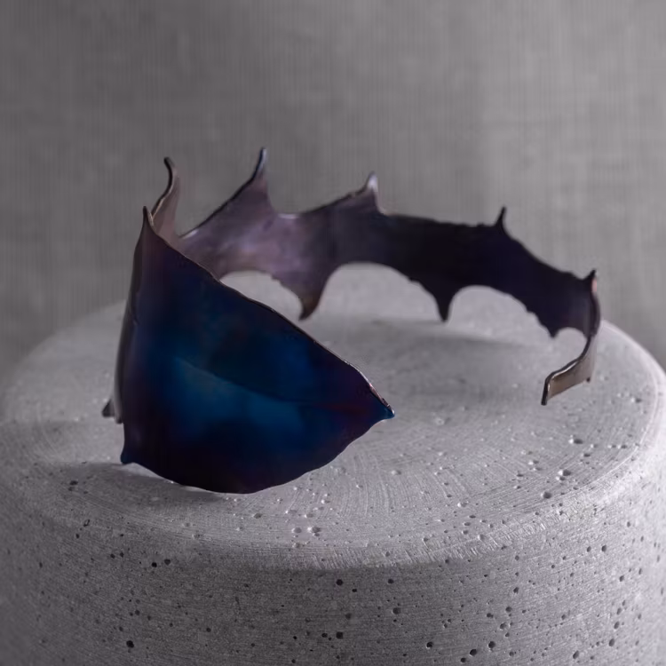 Maskros, armband i titan, blå