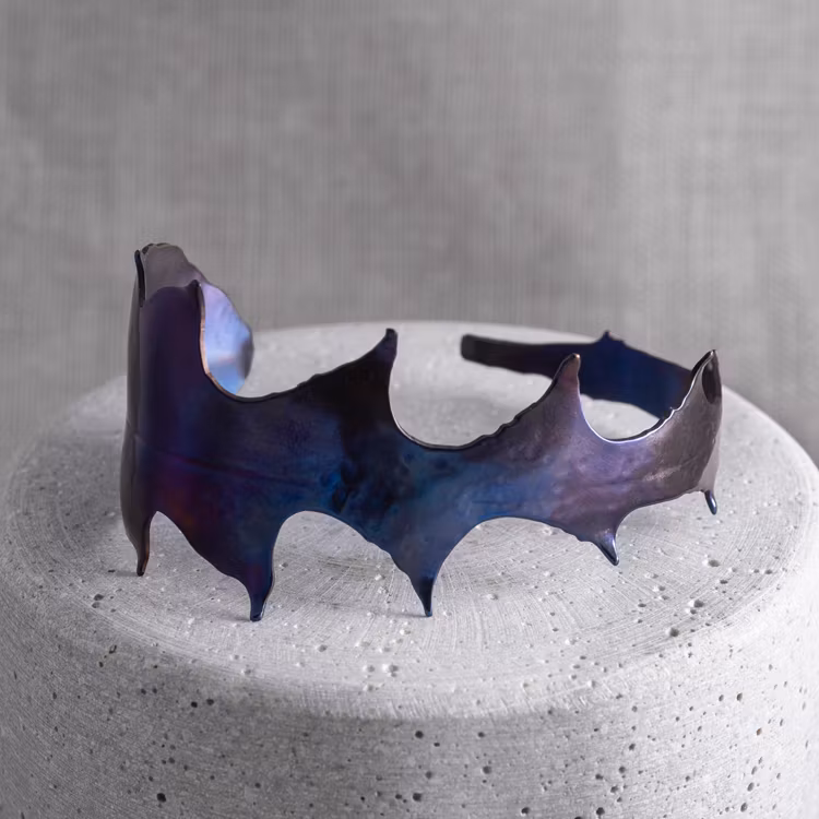 Maskros, armband i titan, blå