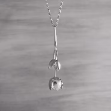 Två blomklockor, halssmycke i silver