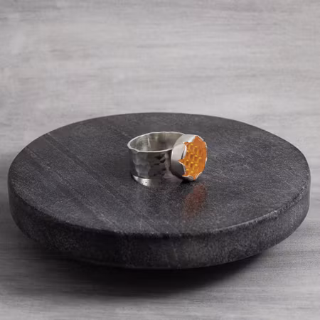 Silverring med infattat blinkersglas 18 mm