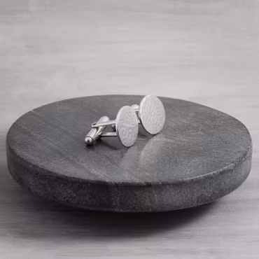 Cirkel med virvelmönster, manschettknappar i silver