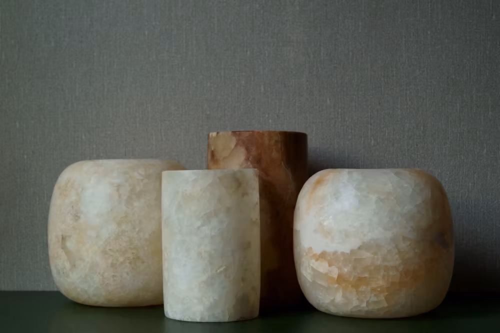 Ljuslykta alabaster 15 cm