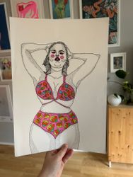 Originalmålning: Bikini girl