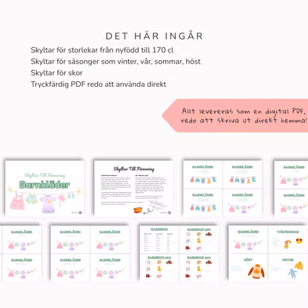Förvaring av barnkläder Skyltar