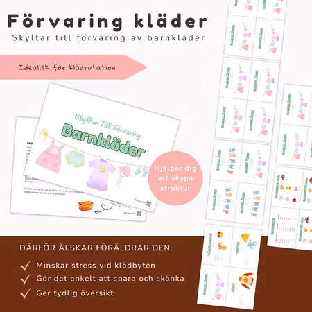 Förvaring av barnkläder Skyltar