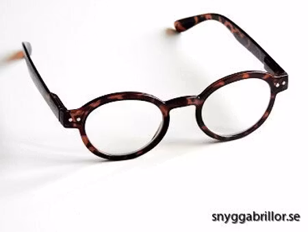 Läsglas runda plast Kimmy bruna