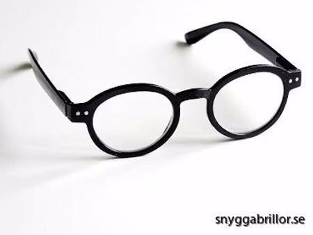 Läsglas runda plast Kimmy svarta