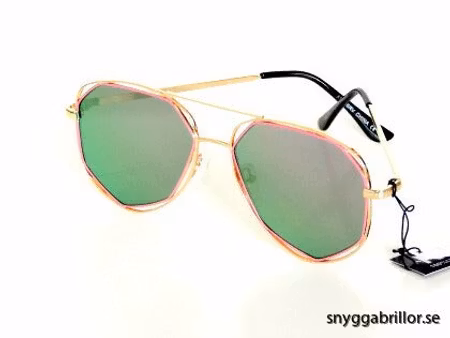 Solglas Monaco guld med rosa eller orange spegel