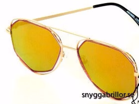 Solglas Monaco guld med rosa eller orange spegel