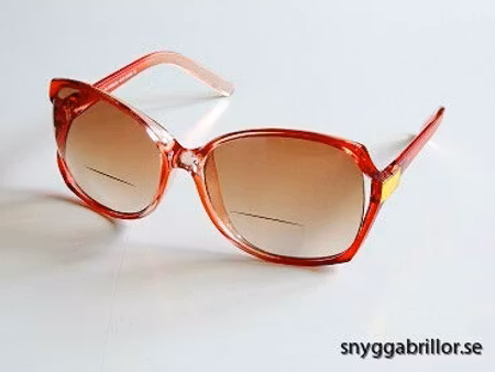 Solläsglas stor rödgraderad med läsruta