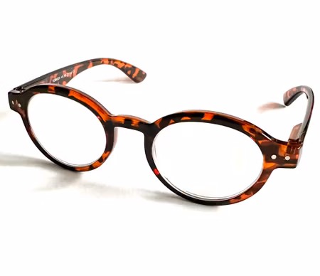 Läsglas runda plast Kimmy bruna