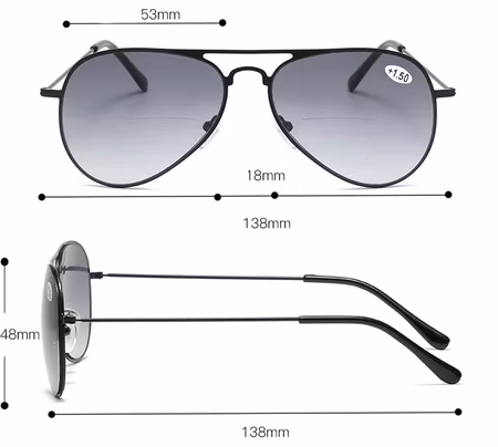 Solläs pilot silver med läsruta