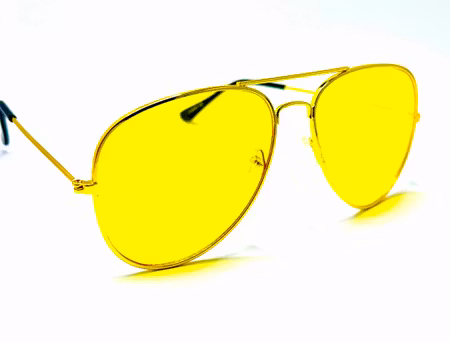 Solglas gula pilot med ljus båge