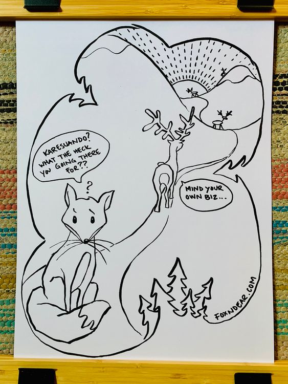 Art card Fox n’ Dear ”Karesuando”