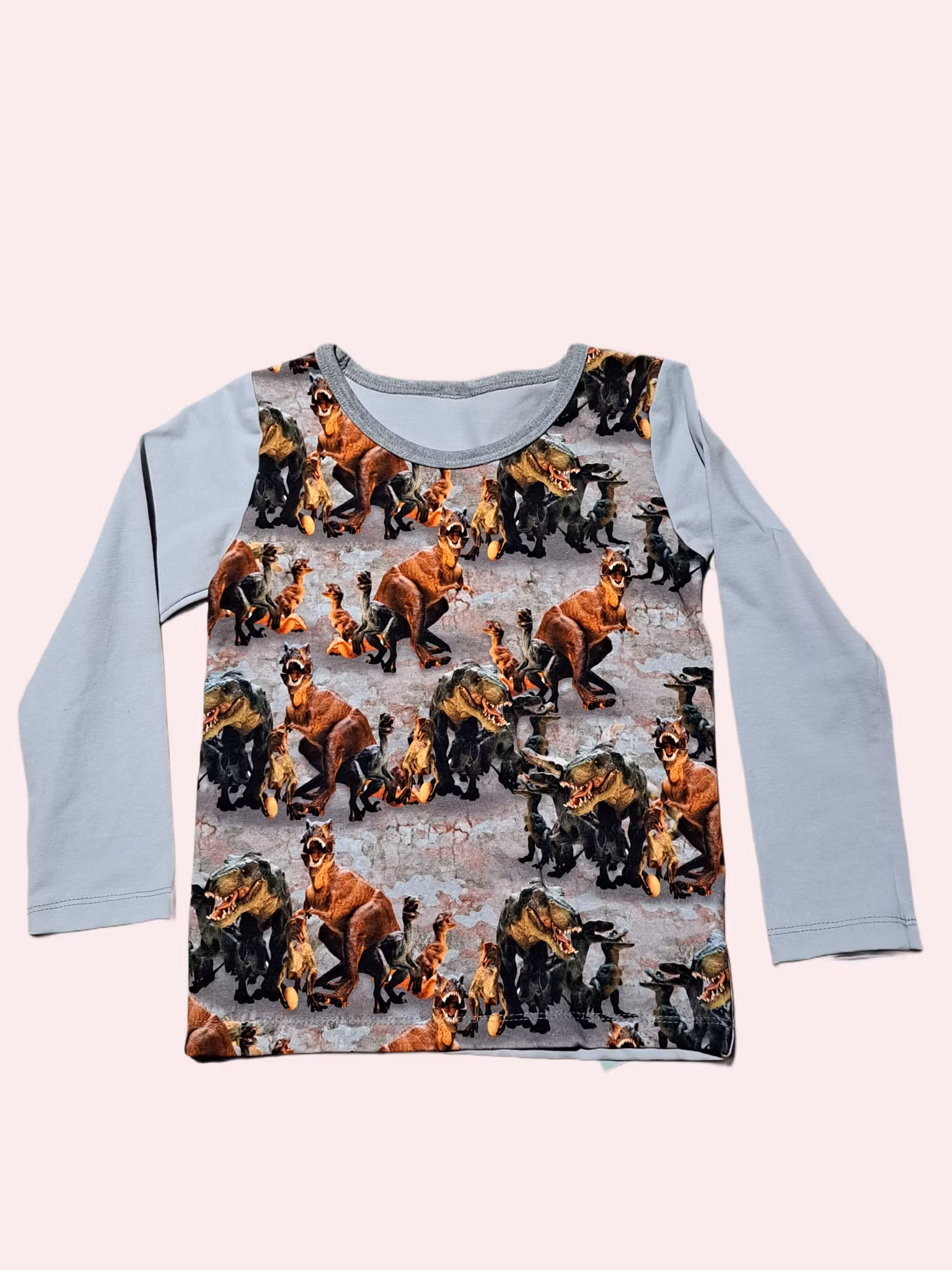 Långärmad tröja med T-rex dinosaurier