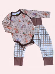 Set body och byxa Tvättbjörnar och harar