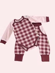 Set body och byxa Vinröd ruta