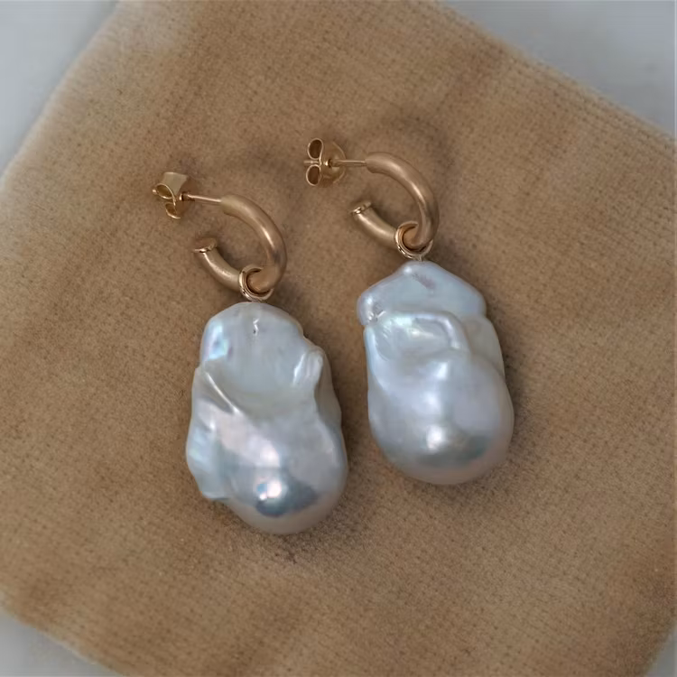 "Round Hoops" with super big freshwater pearls