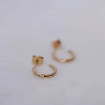 "Aurora" Hoops in gold with diamond