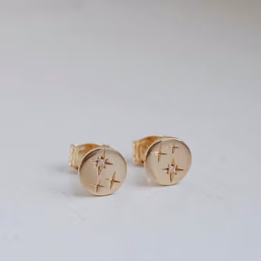 "Night Sky" earrings in gold with diamond