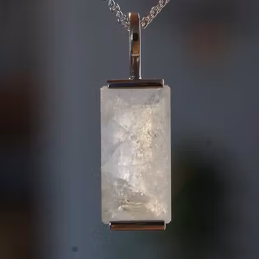 "Swedish Ice" pendant in silver with rock crystal from Riksgränsen
