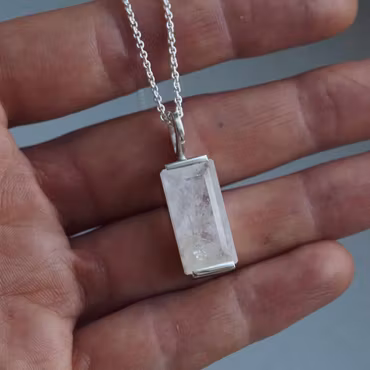 "Swedish Ice" pendant in silver with rock crystal from Riksgränsen