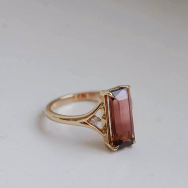 Cocktail "cherry blossom" gold ring