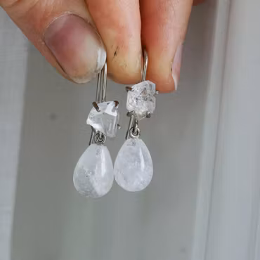 "Swedish Ice" Earrings in white gold with Swedish rock crystals