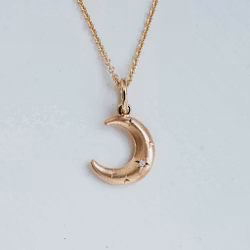 "New Luna" Pendant in gold with diamond & stars