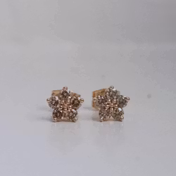 "Flora" earrings in gold with champagne diamonds