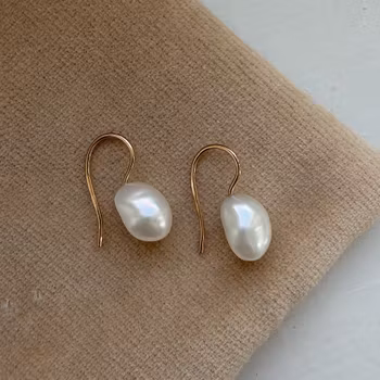 "Pearl drop supermini" earrings in gold with baroque freshwater pearls