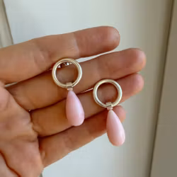 "Tamara" earrings in silver with pink opals