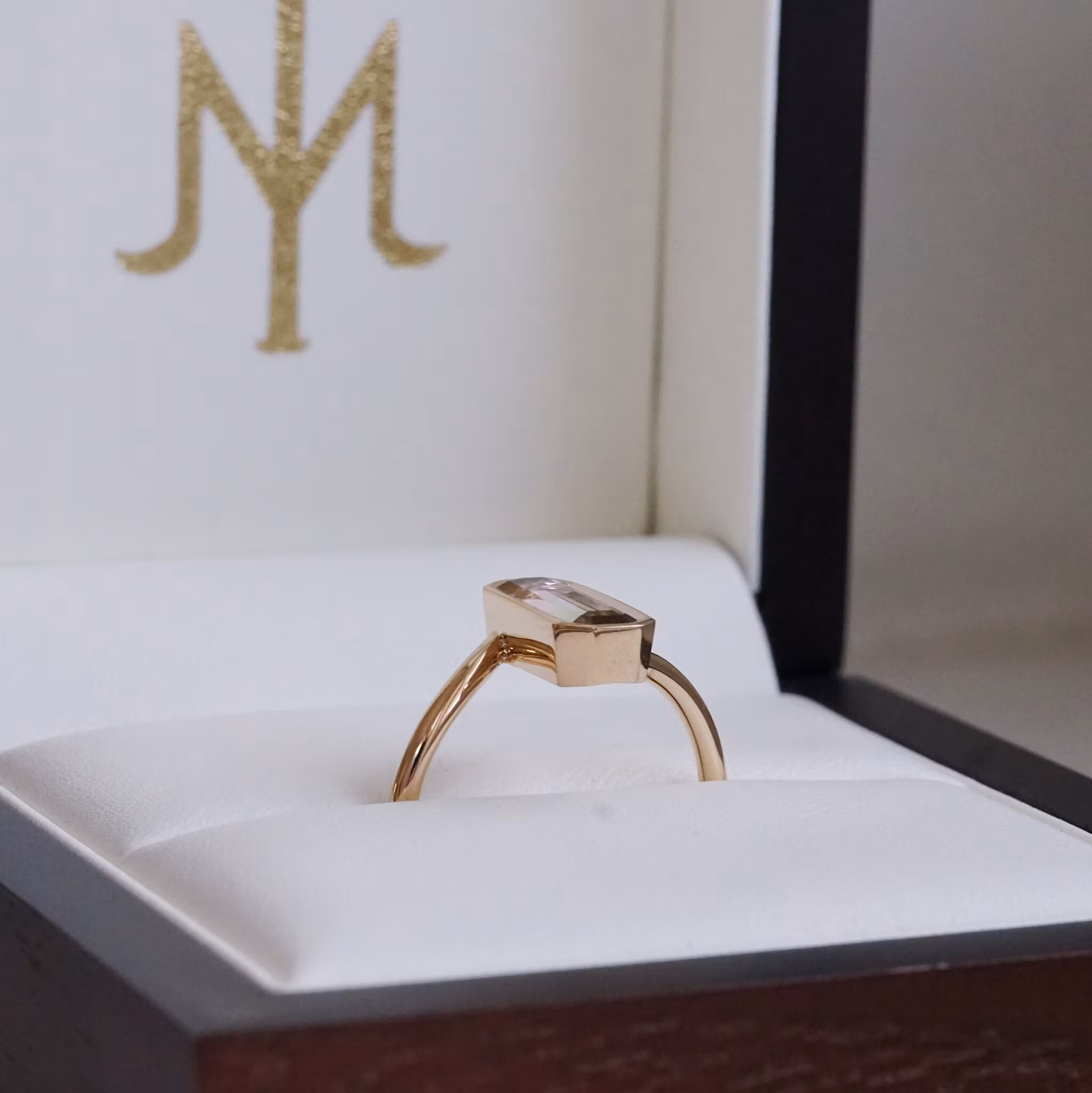 Cocktail "Watermelon" gold ring