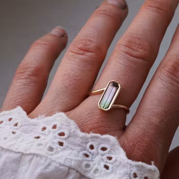 Cocktail "Watermelon" gold ring