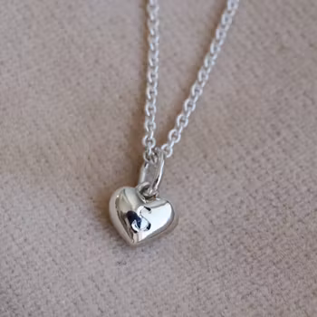"Sigrid Heart" in silver, chose gemstone & engraving