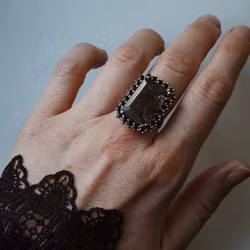 Cocktail "Big bang" white gold ring