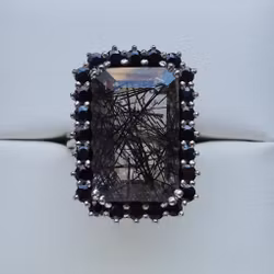 Cocktail "Big bang" white gold ring