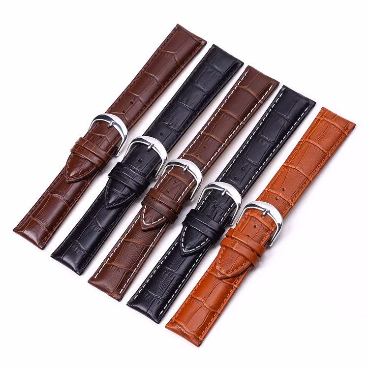 Black Croco watch strap from genuine leather 16mm 18mm 20mm 22mm