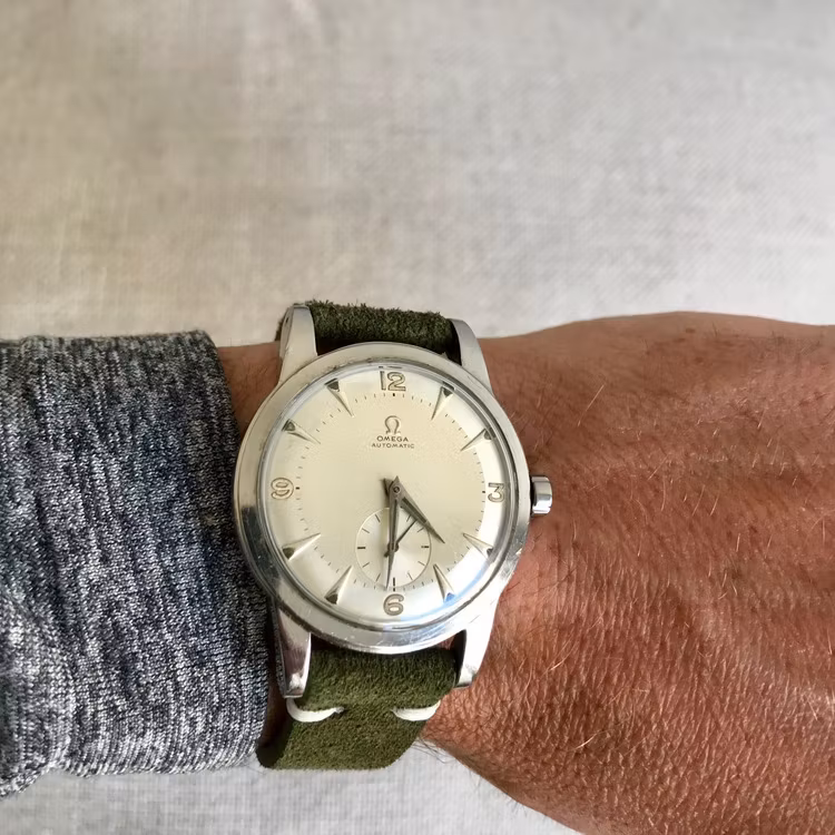 Klockarmband av grön mocka / läder