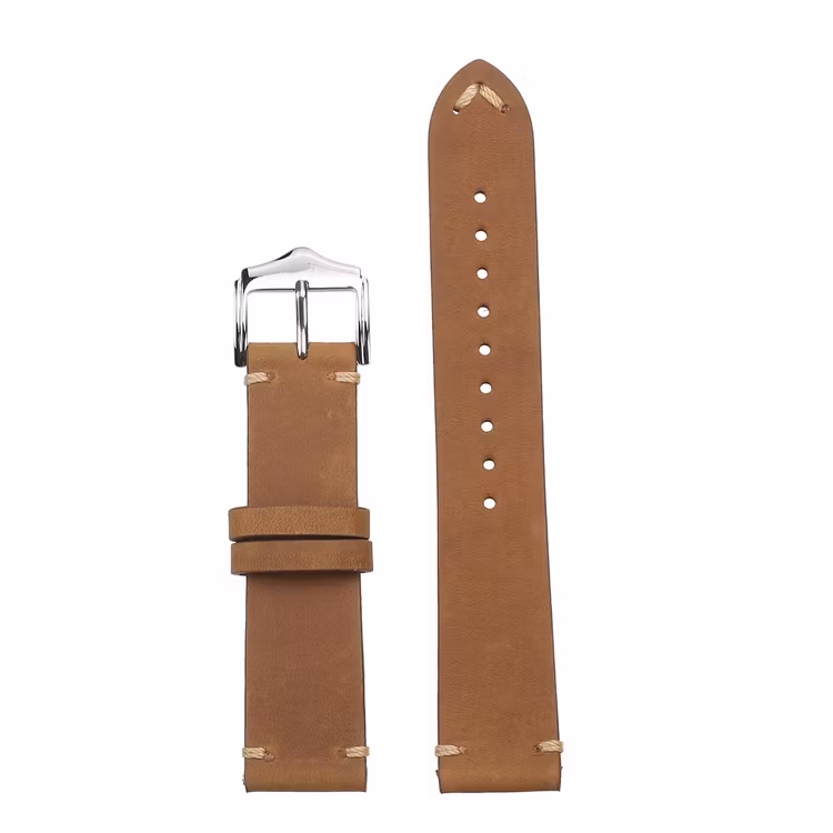 Khaki leather vintage style watch band 18mm 20mm 22mm