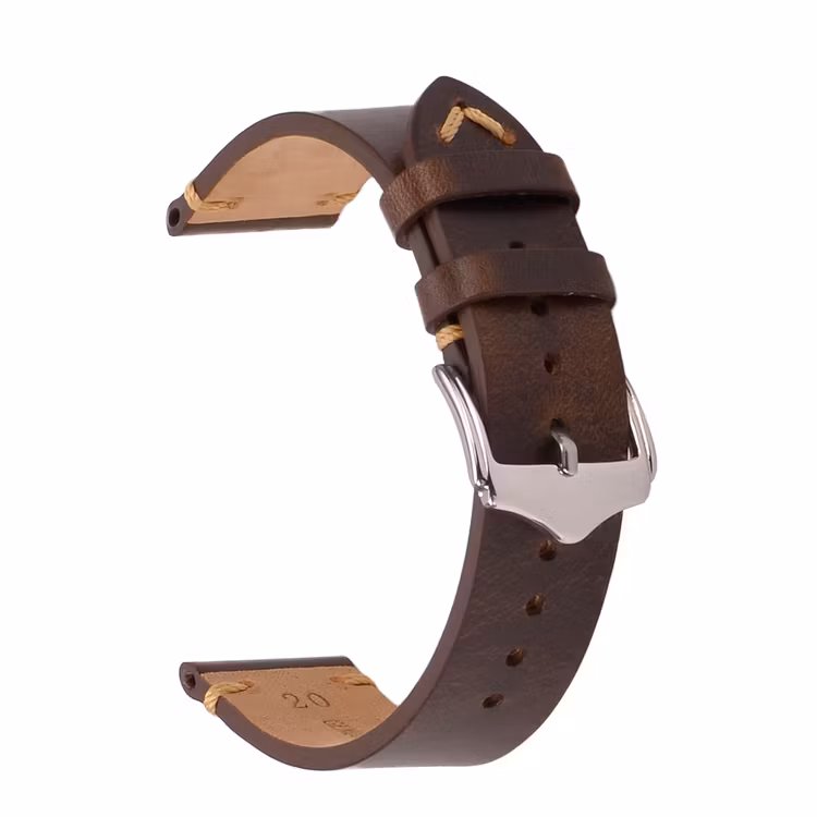 Dark brown vintage style leather watch band 18mm 19mm 20mm 22mm