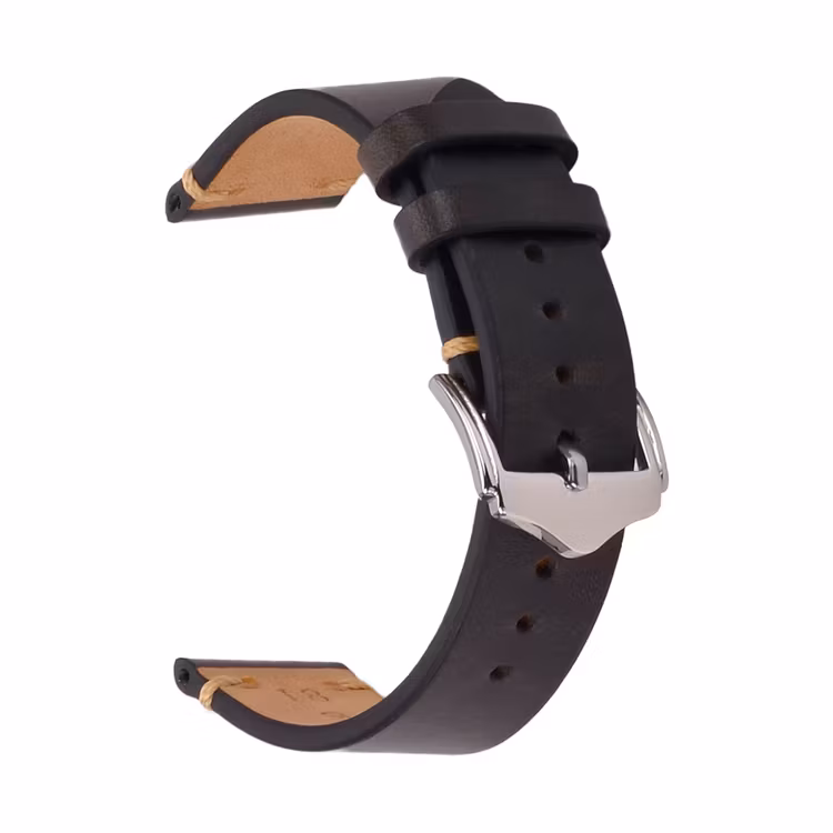 Black vintage style leather watch band 18mm 19mm 20mm 22mm
