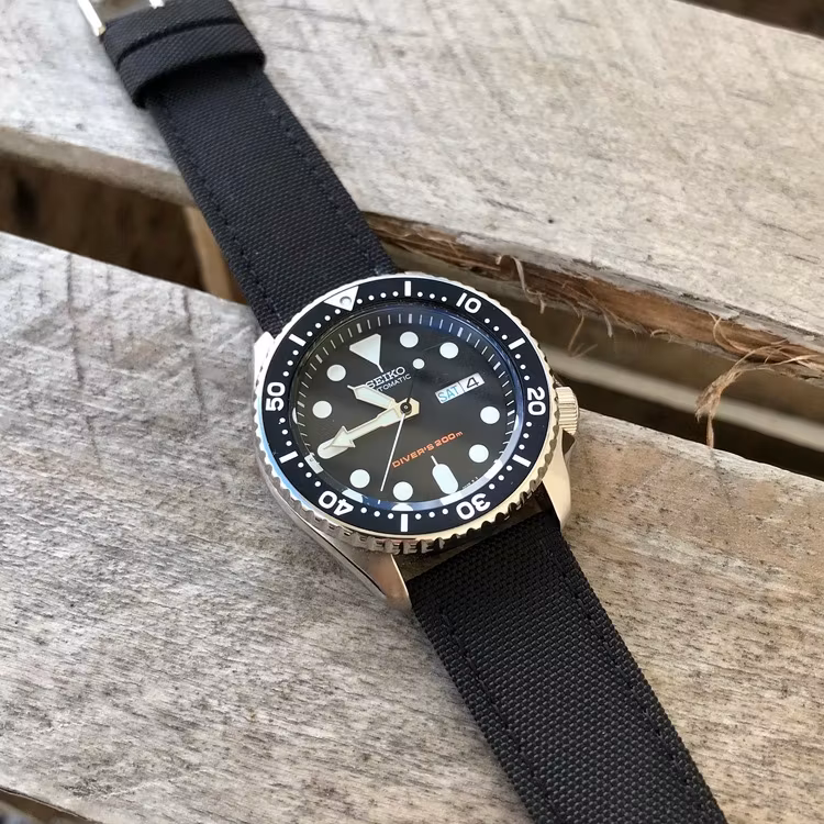Svart klockarmband sailcloth canvas